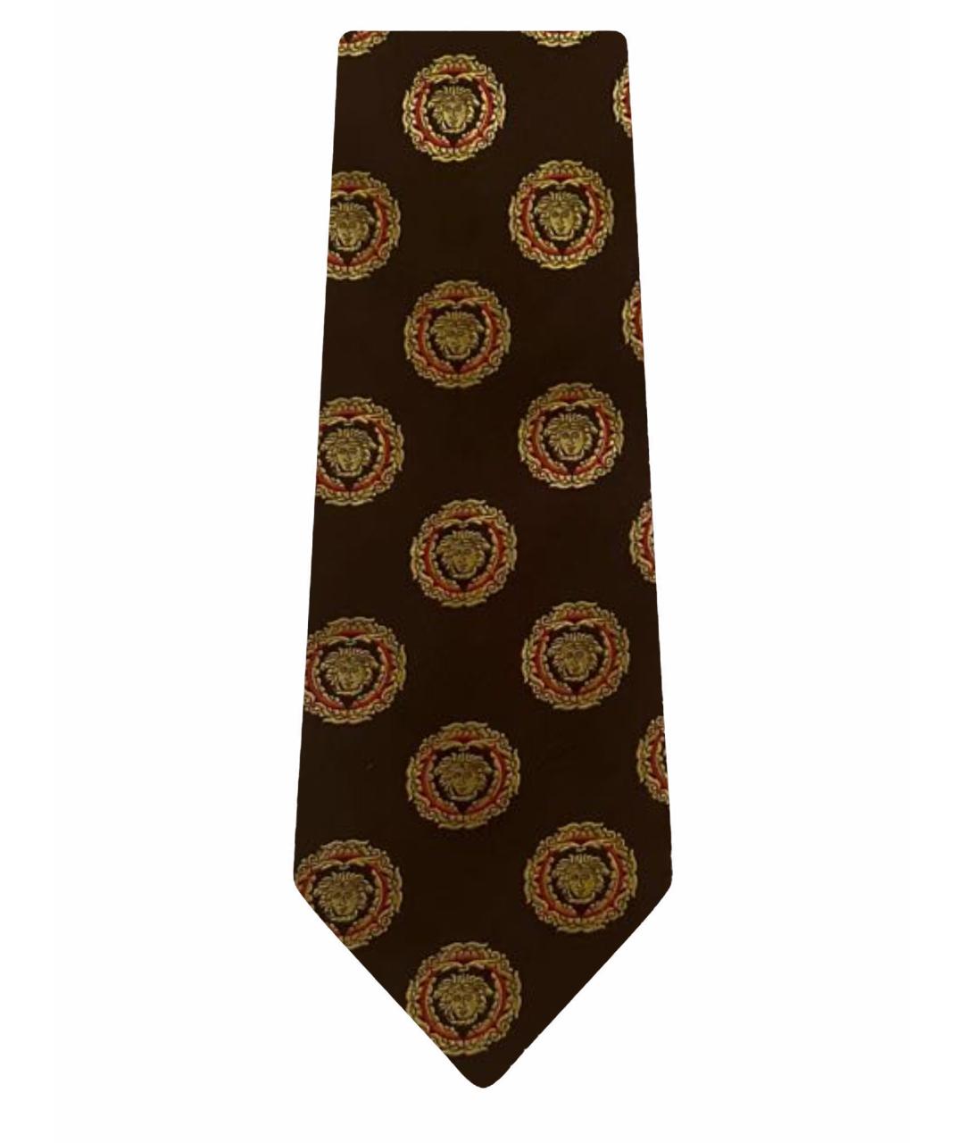 VERSACE Коричневый шелковый галстук, фото 1