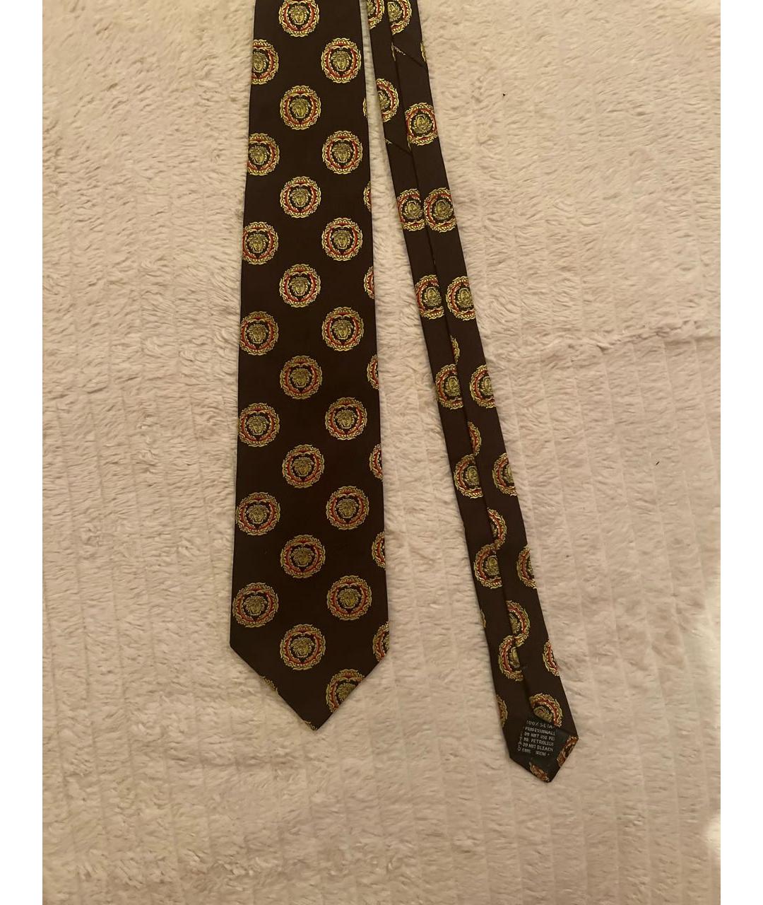VERSACE Коричневый шелковый галстук, фото 6