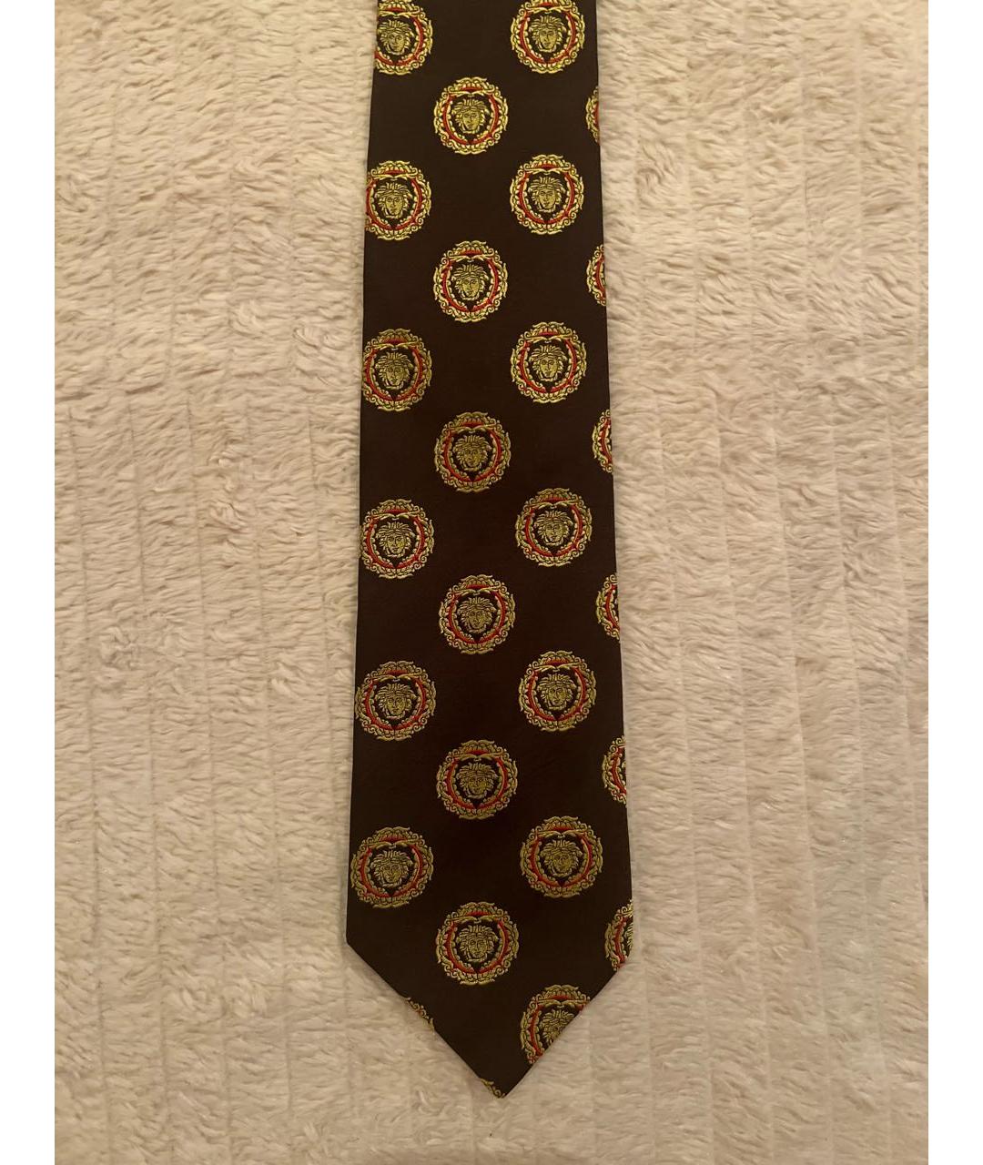 VERSACE Коричневый шелковый галстук, фото 2