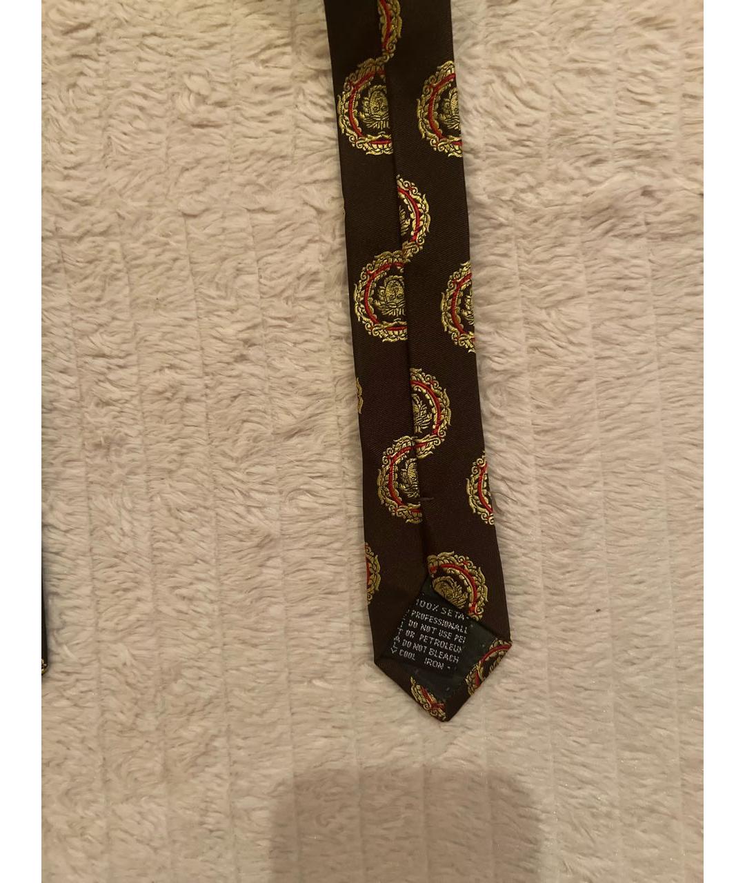 VERSACE Коричневый шелковый галстук, фото 4