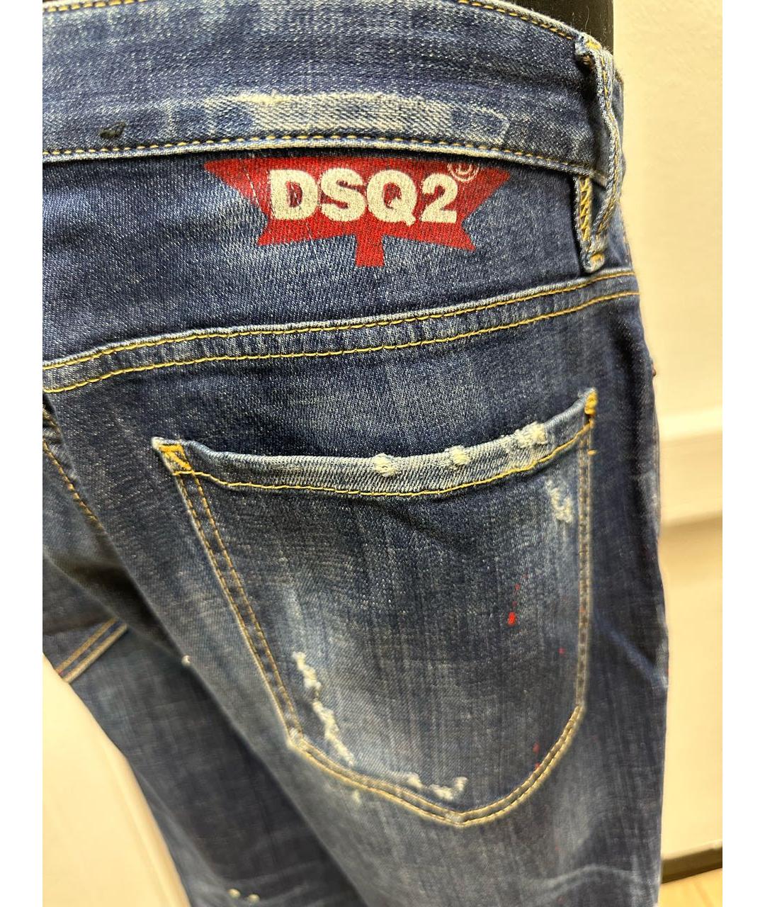 DSQUARED2 Темно-синие хлопковые джинсы слим, фото 4