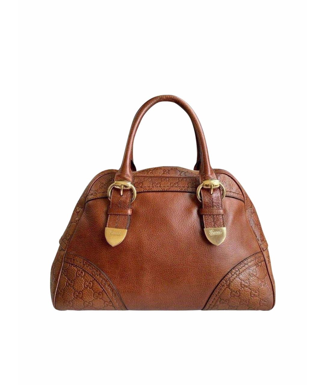 GUCCI Коричневая кожаная сумка тоут, фото 1