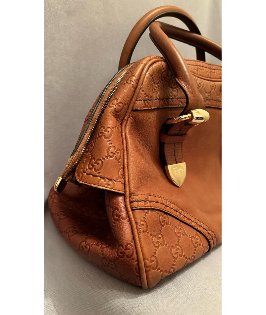 GUCCI Коричневая кожаная сумка тоут, фото 3