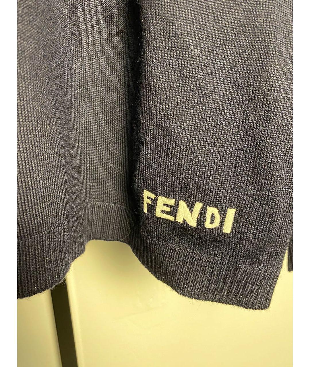 FENDI Темно-синий шерстяной джемпер / свитер, фото 7