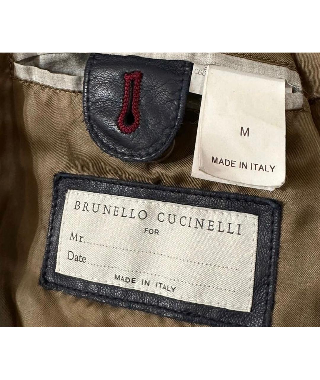 BRUNELLO CUCINELLI Темно-синяя кожаная куртка, фото 6
