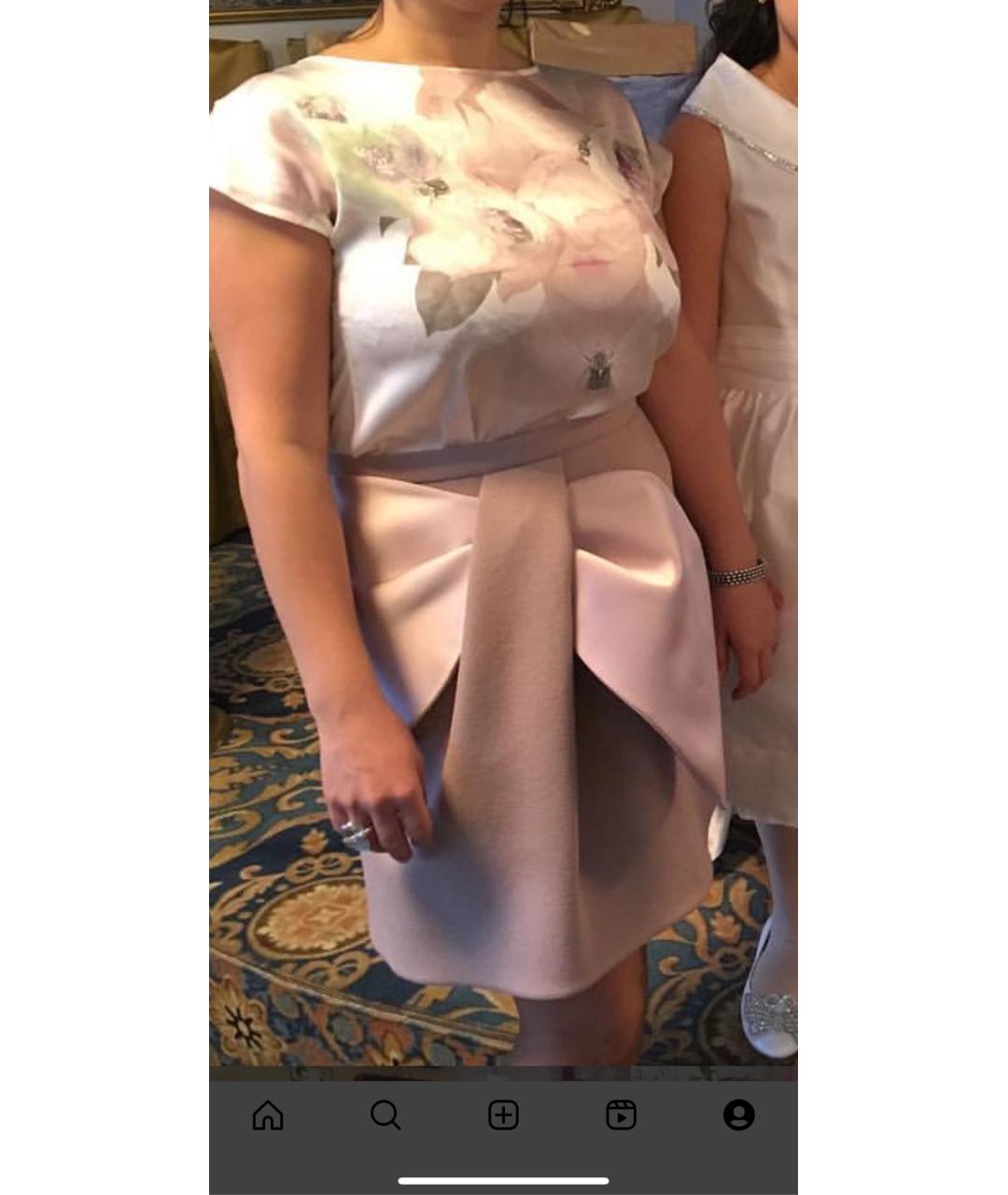 DICE KAYEK Розовая шерстяная юбка мини, фото 5