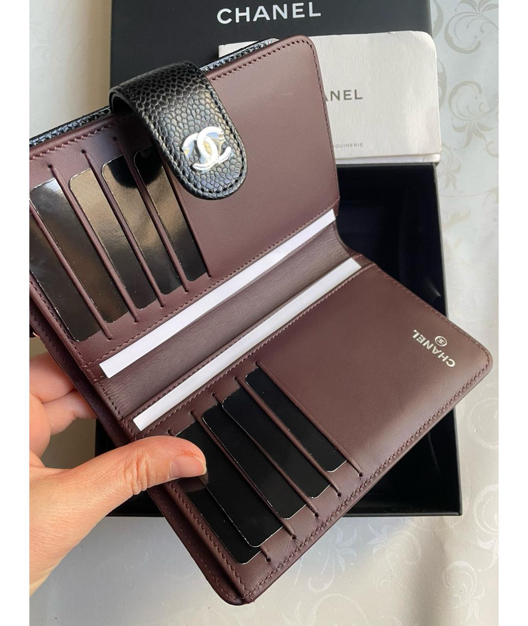 CHANEL Черный кожаный кошелек, фото 6
