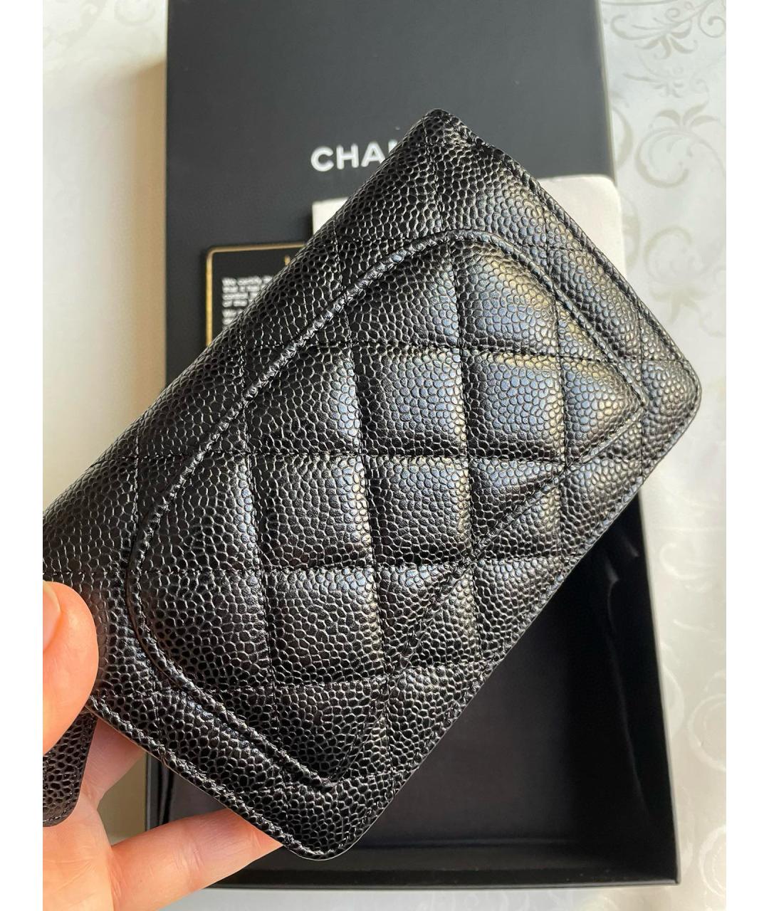 CHANEL Черный кожаный кошелек, фото 3