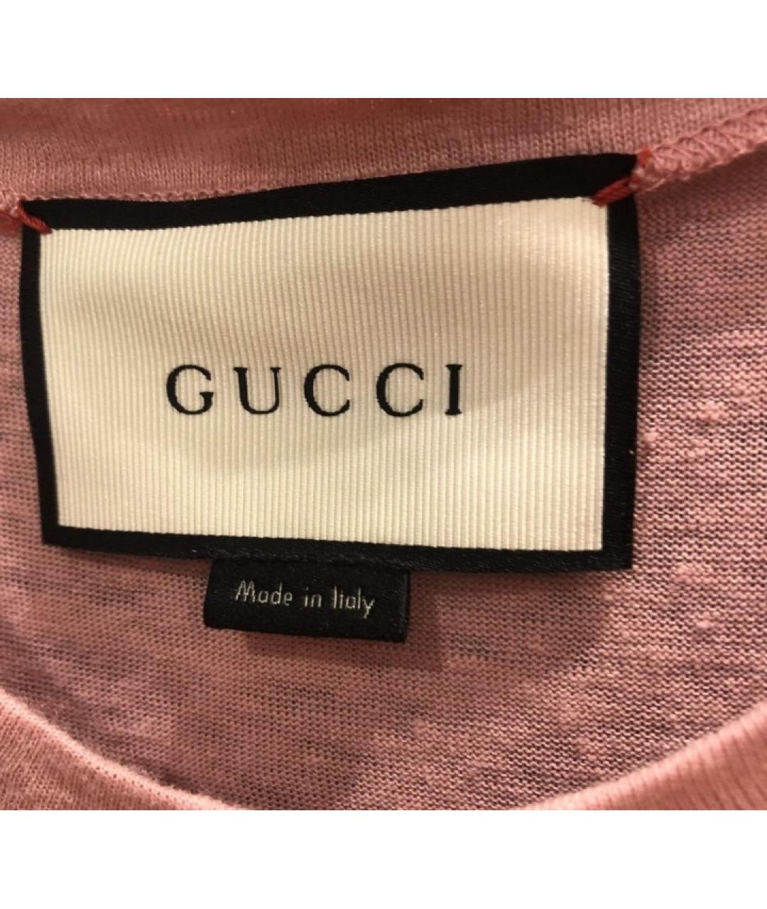 GUCCI Розовая льняная футболка, фото 6