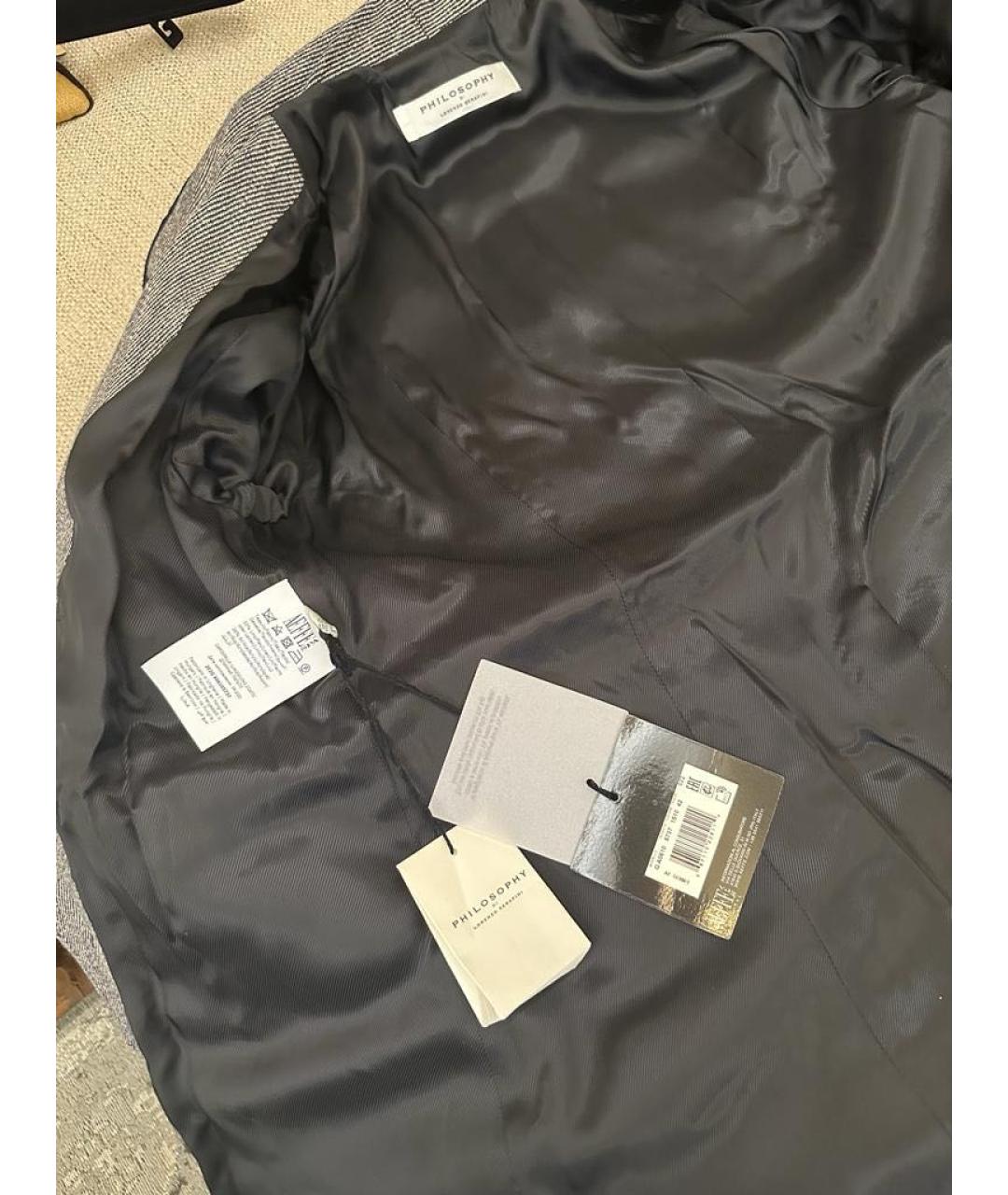 PHILOSOPHY DI LORENZO SERAFINI Серый льняной жакет/пиджак, фото 6