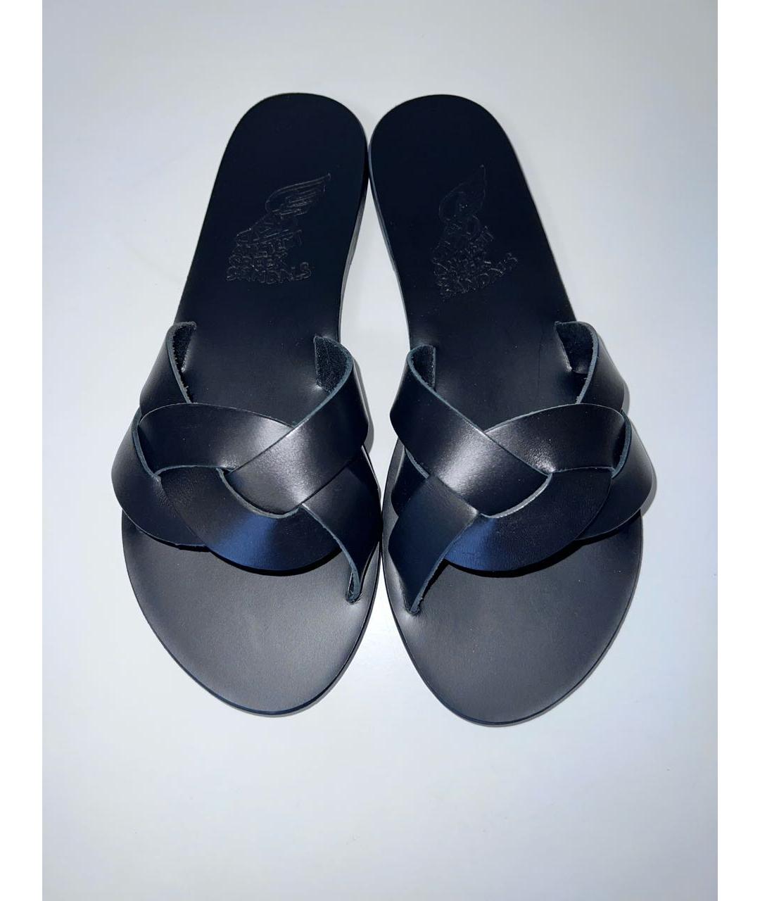 ANCIENT GREEK SANDALS Черные кожаные сандалии, фото 2