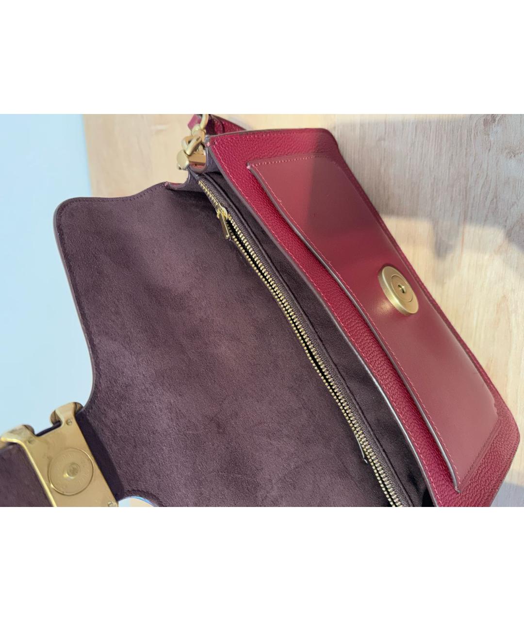 COACH Бордовая кожаная сумка через плечо, фото 3