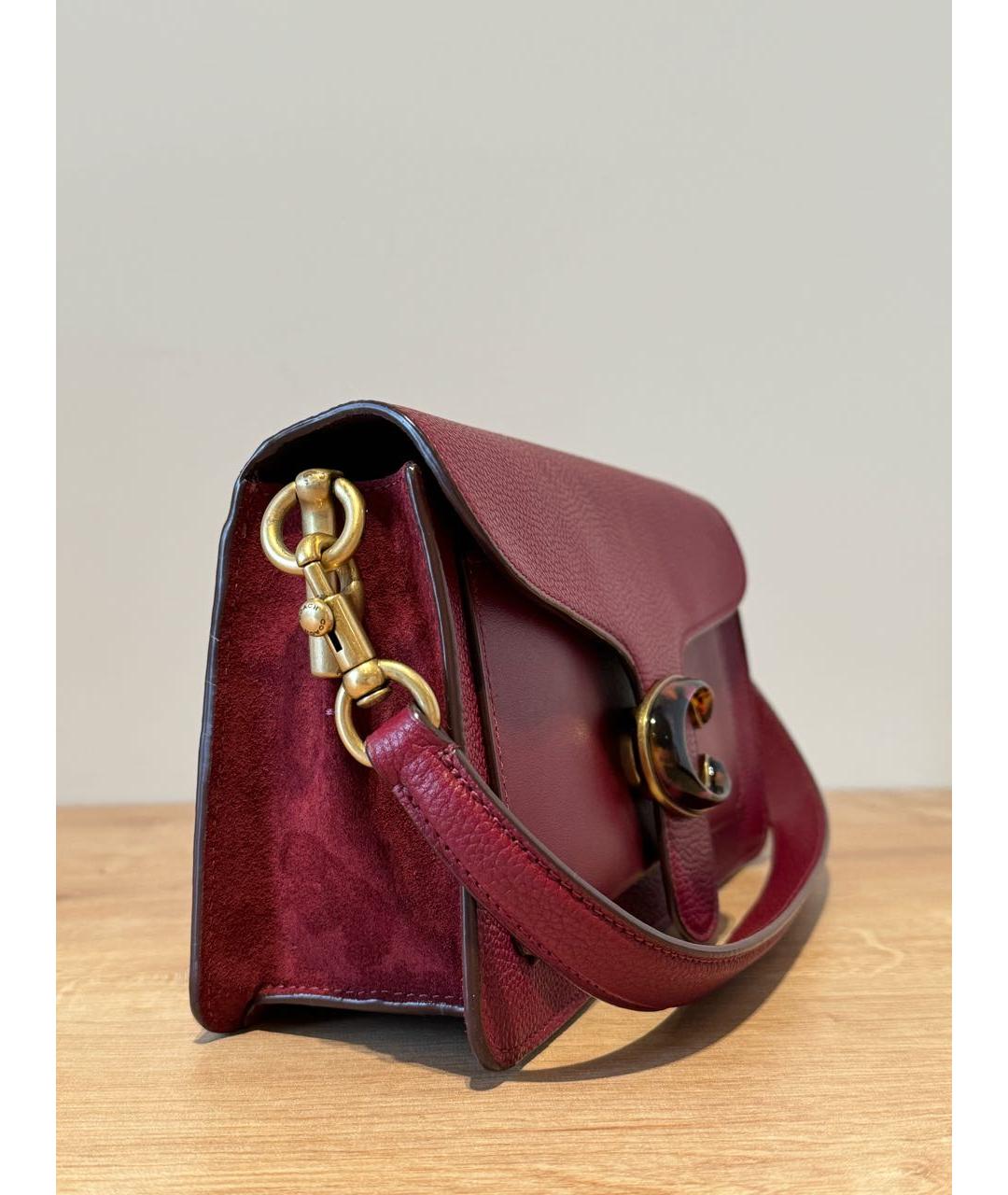 COACH Бордовая кожаная сумка через плечо, фото 2