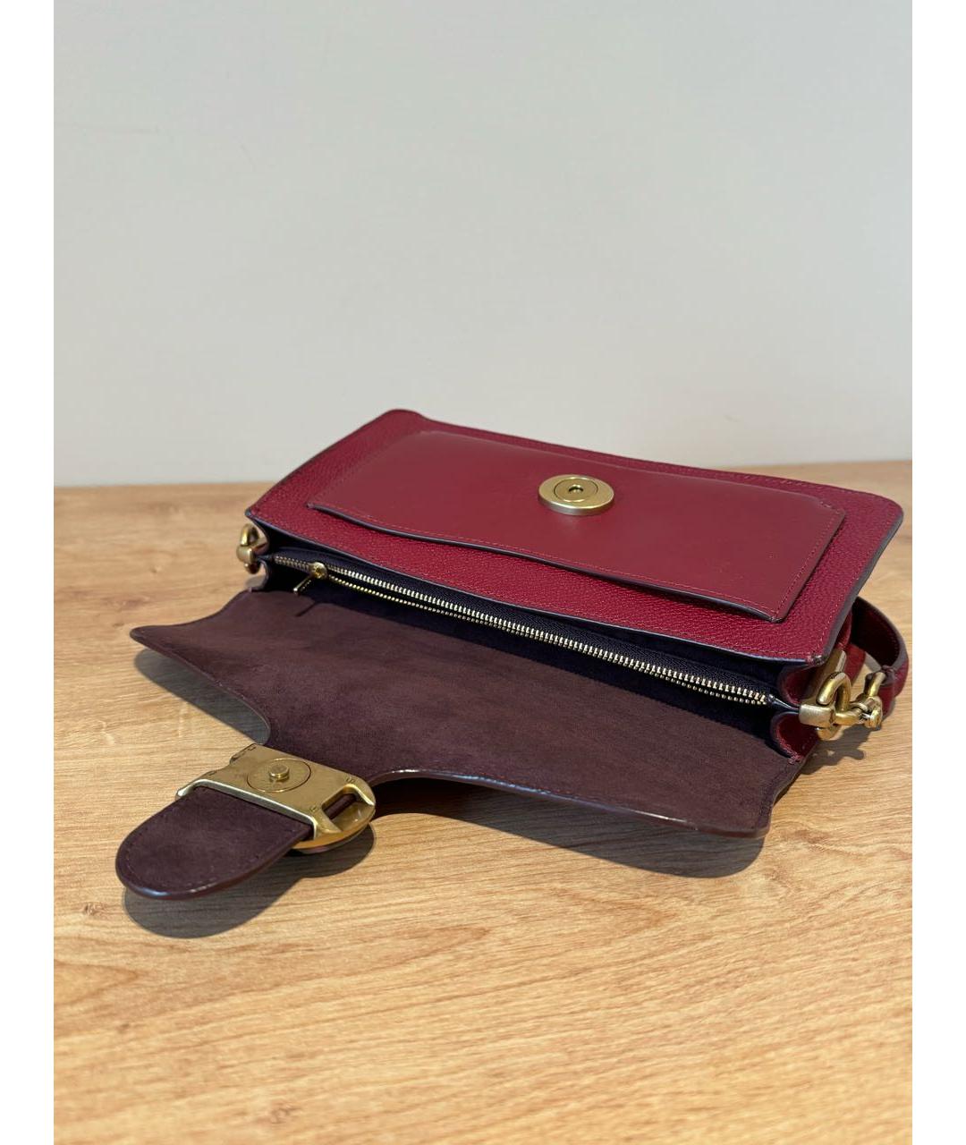 COACH Бордовая кожаная сумка через плечо, фото 6