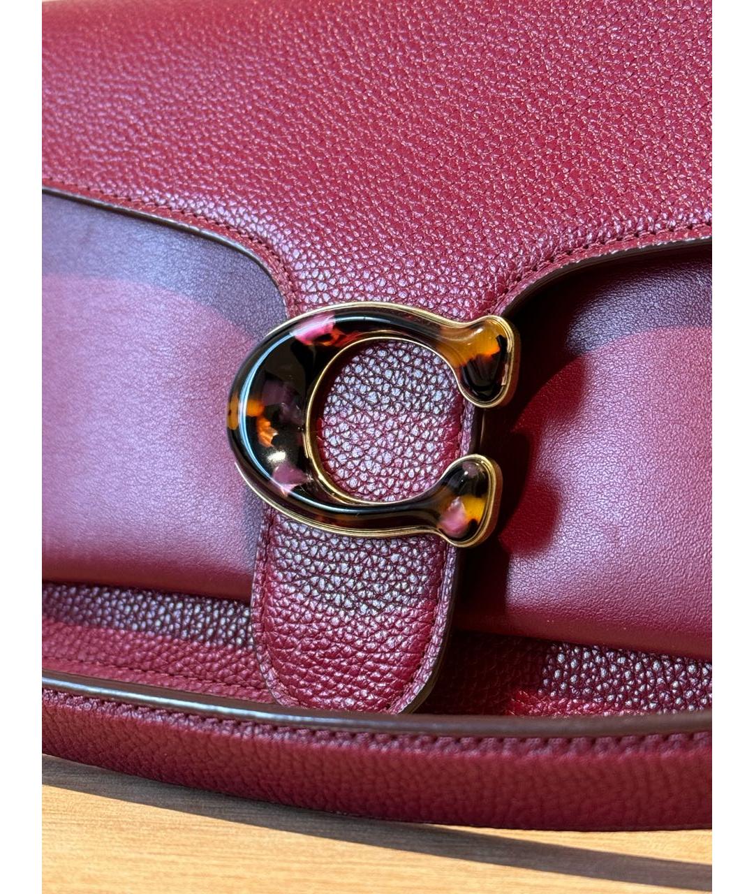 COACH Бордовая кожаная сумка через плечо, фото 5