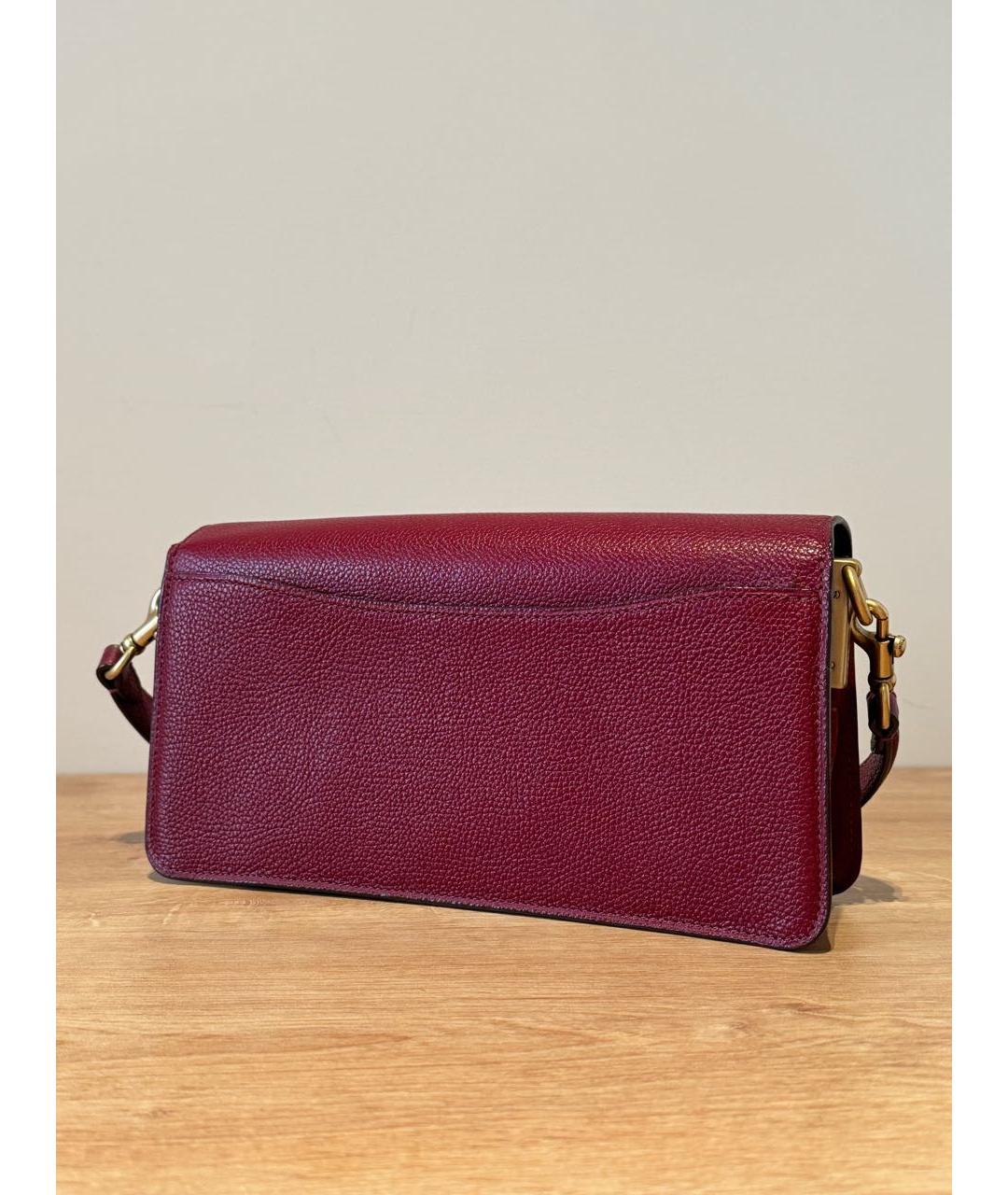 COACH Бордовая кожаная сумка через плечо, фото 8