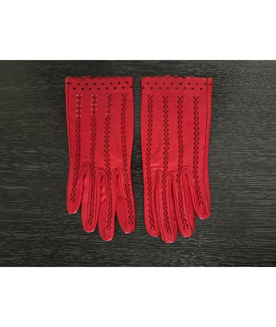 JOHN GALLIANO Красные кожаные перчатки, фото 4