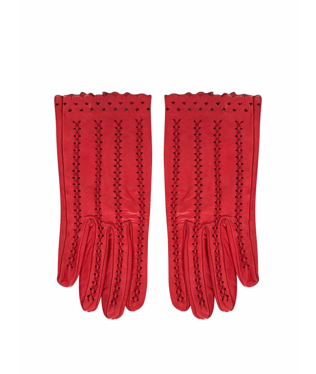 JOHN GALLIANO Красные кожаные перчатки, фото 1
