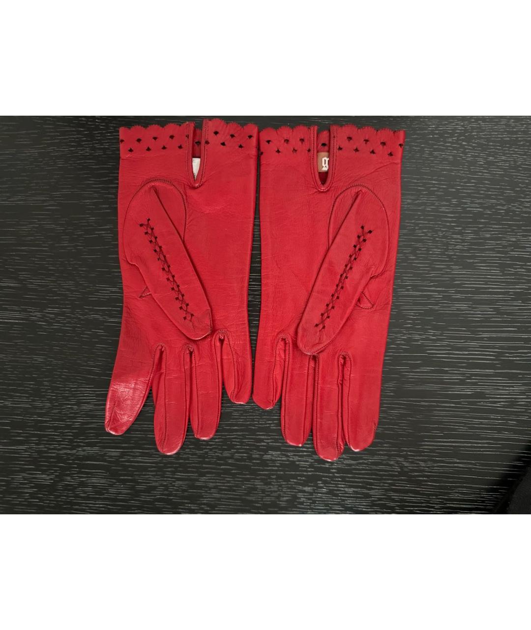 JOHN GALLIANO Красные кожаные перчатки, фото 2