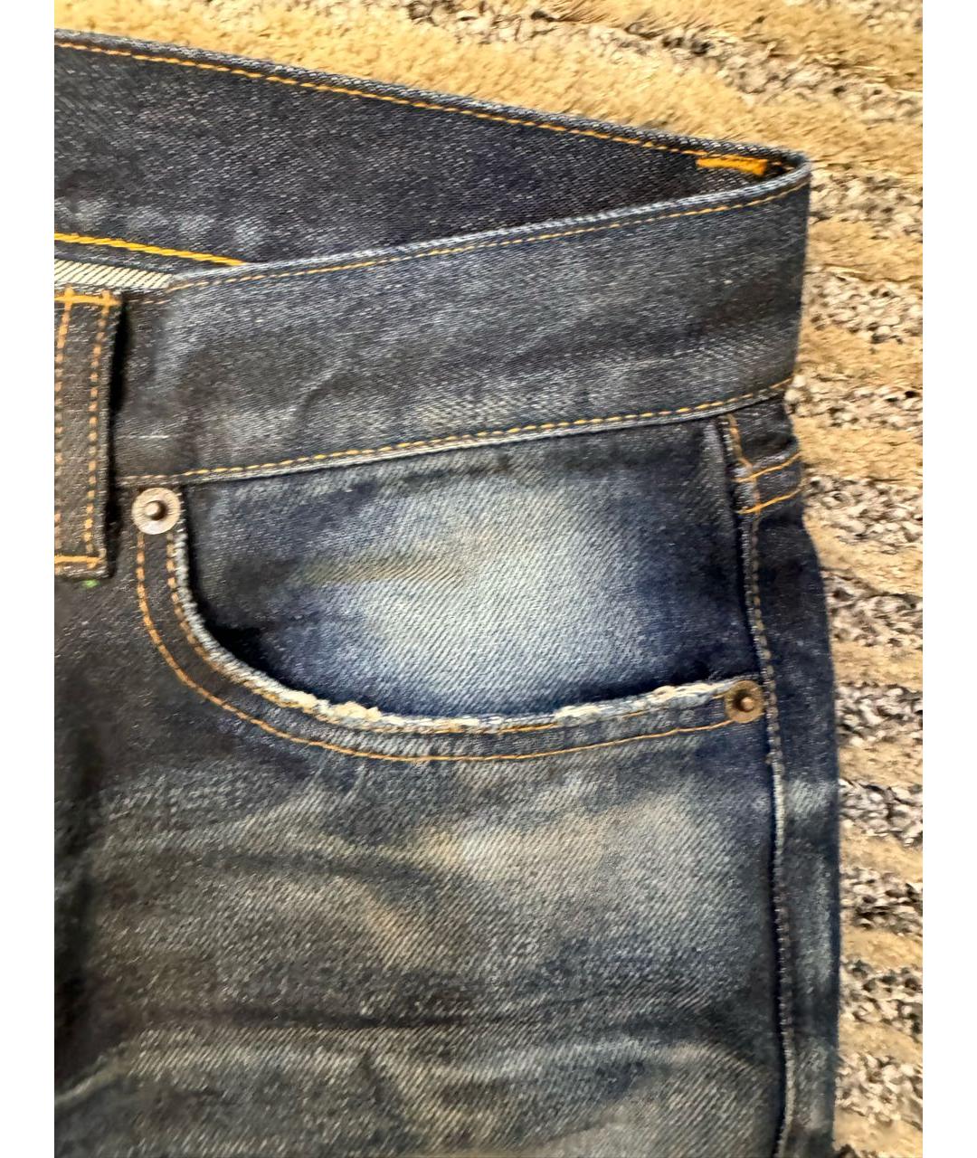BALENCIAGA Темно-синие хлопковые прямые джинсы, фото 4
