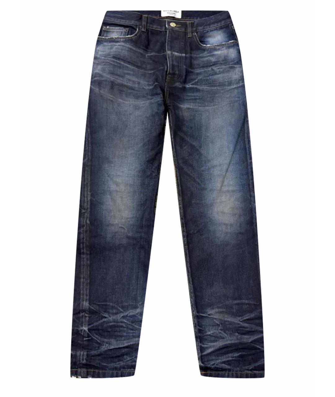 BALENCIAGA Темно-синие хлопковые прямые джинсы, фото 1