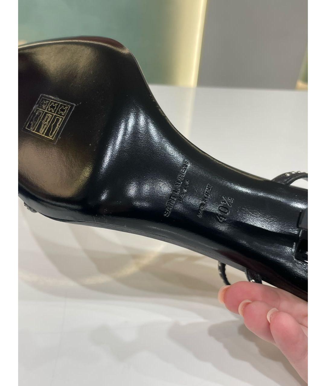 SAINT LAURENT Черные кожаные босоножки, фото 7