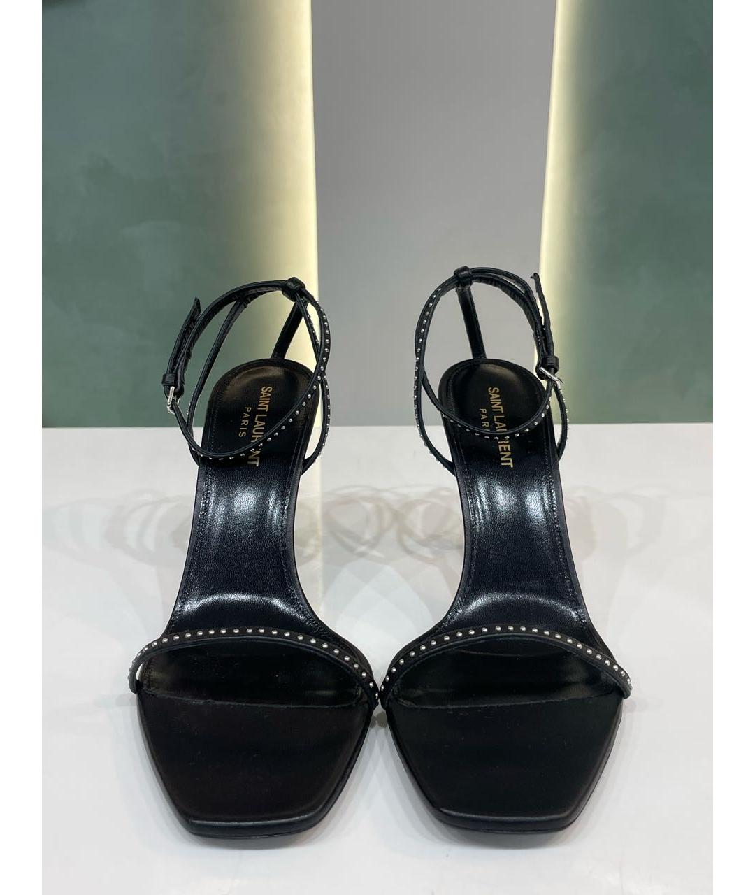 SAINT LAURENT Черные кожаные босоножки, фото 2