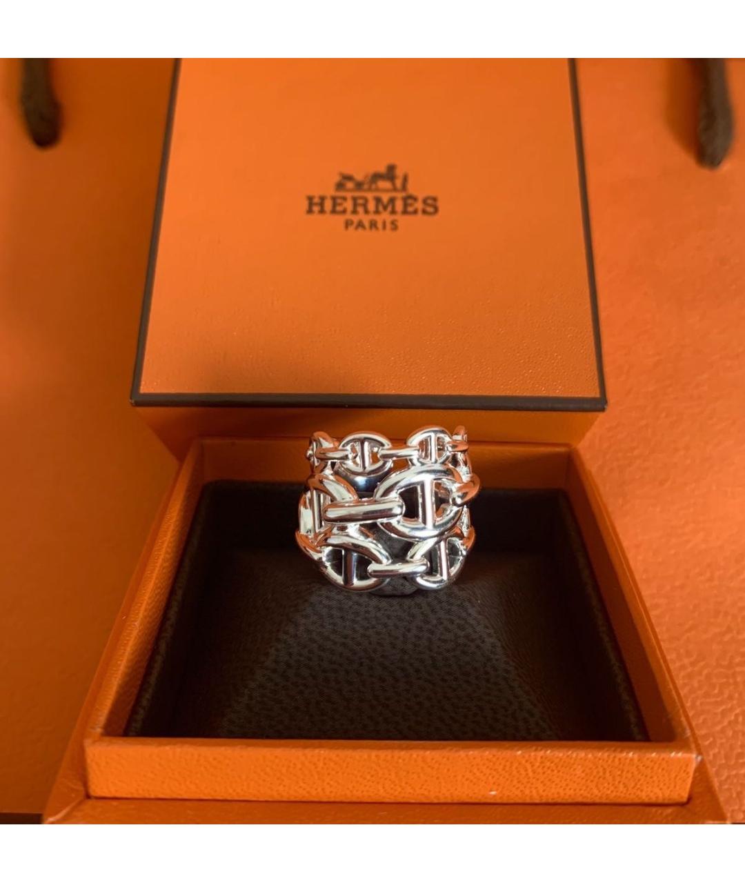 HERMES Черное серебряное кольцо, фото 2