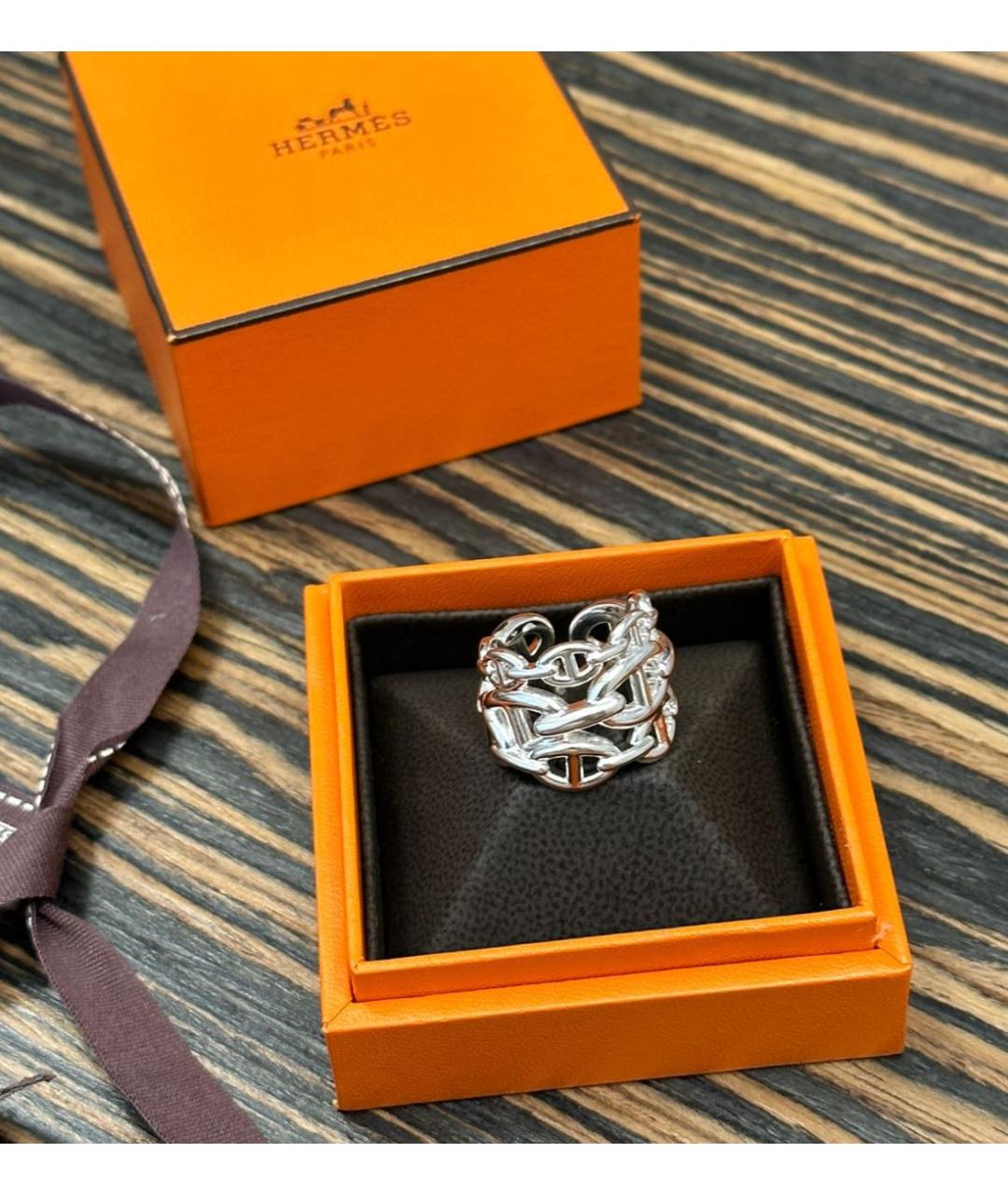 HERMES Черное серебряное кольцо, фото 3