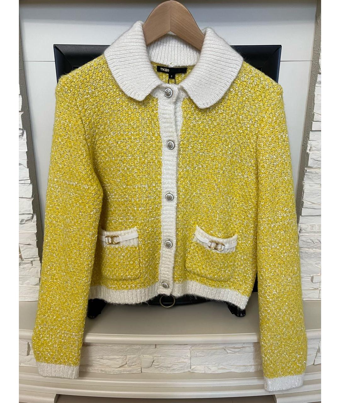 MAJE Желтый полиэстеровый жакет/пиджак, фото 9
