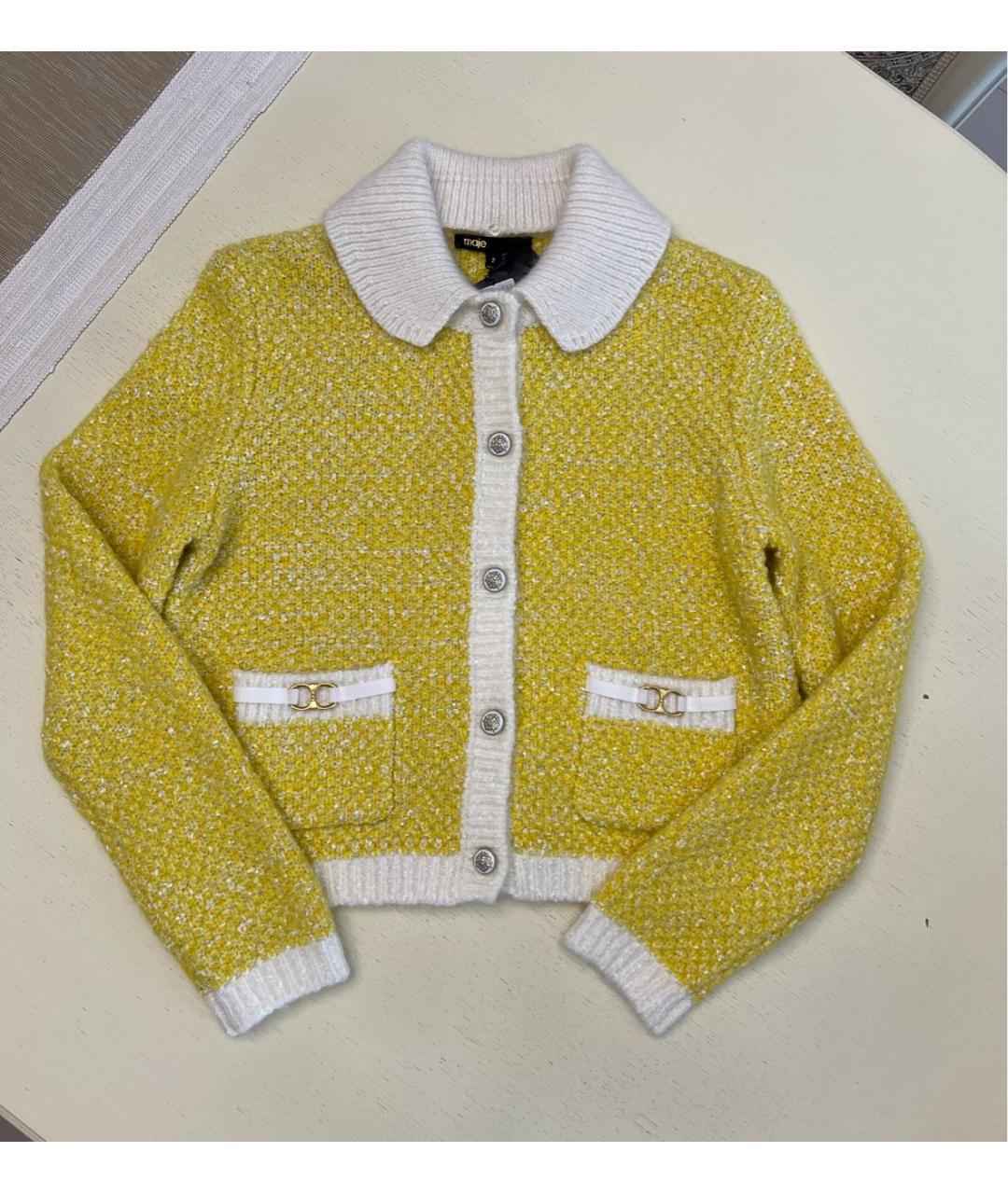 MAJE Желтый полиэстеровый жакет/пиджак, фото 4
