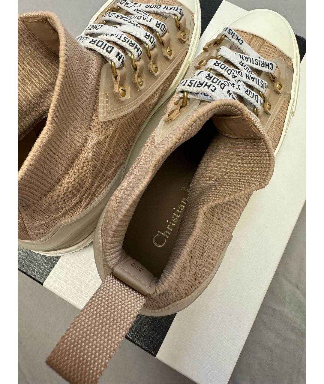 CHRISTIAN DIOR Бежевые кожаные кеды, фото 8
