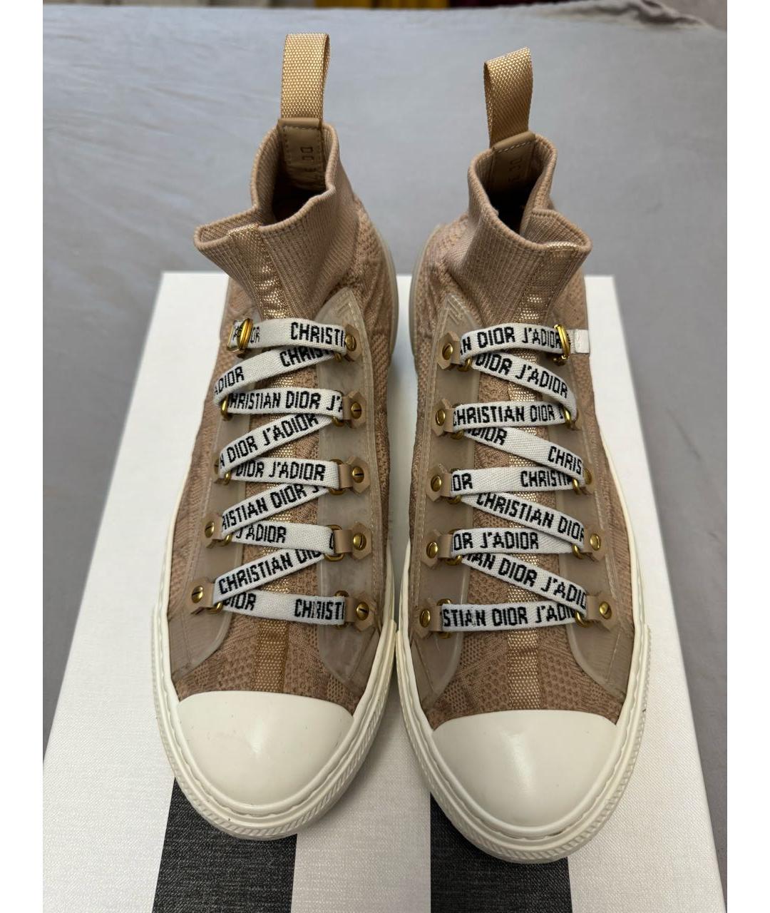 CHRISTIAN DIOR Бежевые кожаные кеды, фото 2
