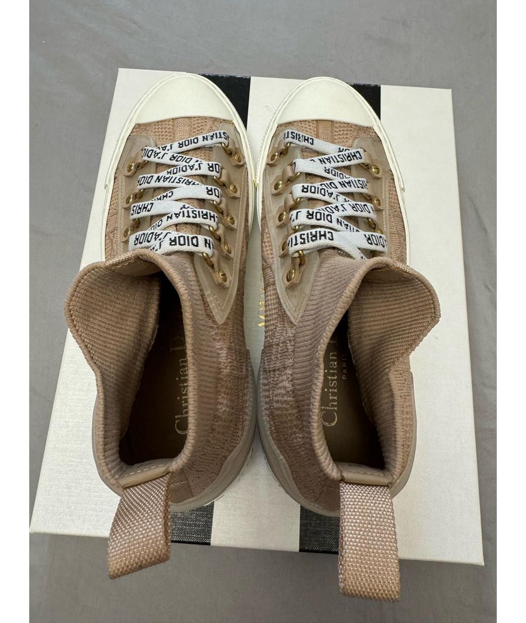 CHRISTIAN DIOR Бежевые кожаные кеды, фото 3