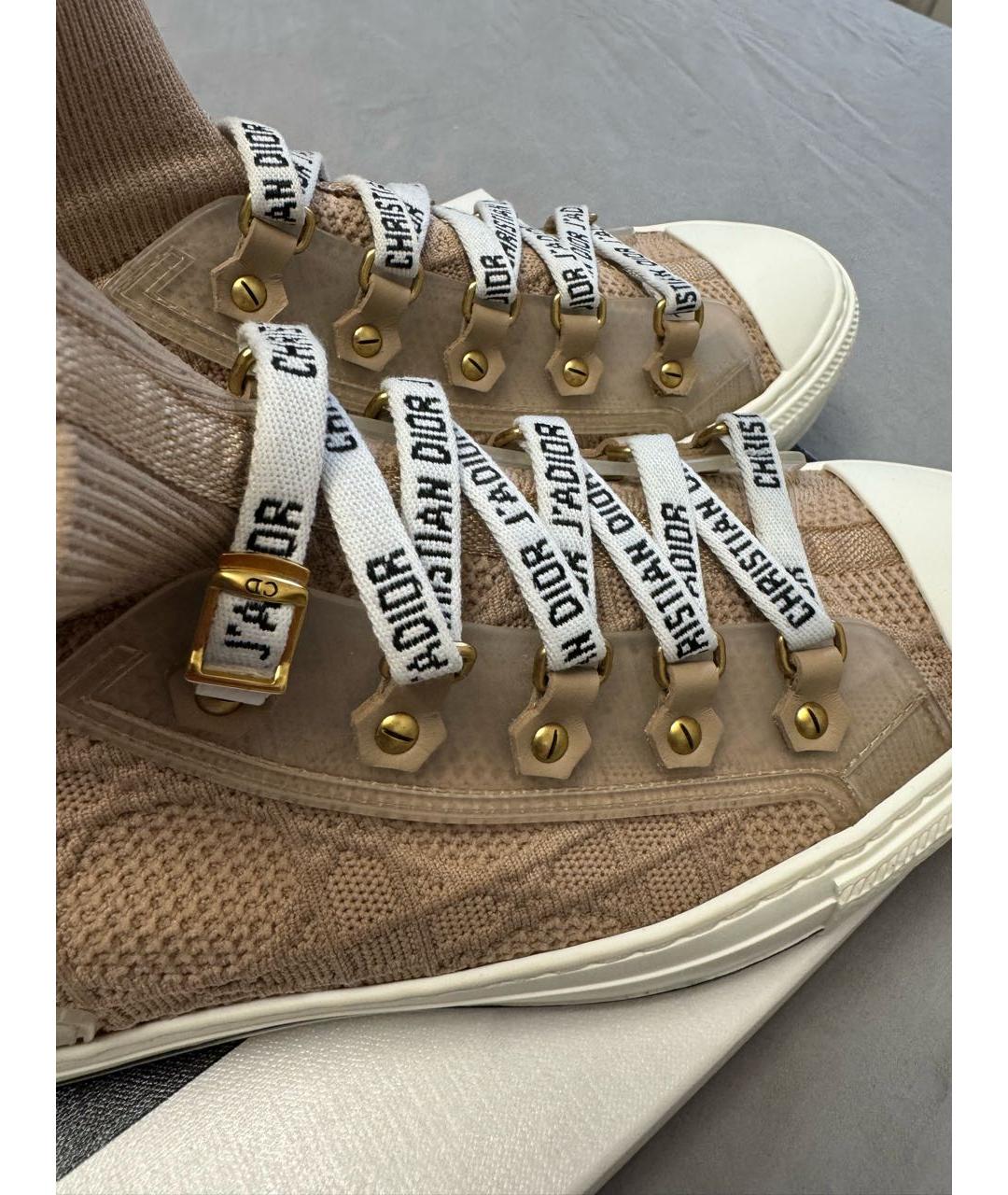 CHRISTIAN DIOR Бежевые кожаные кеды, фото 6