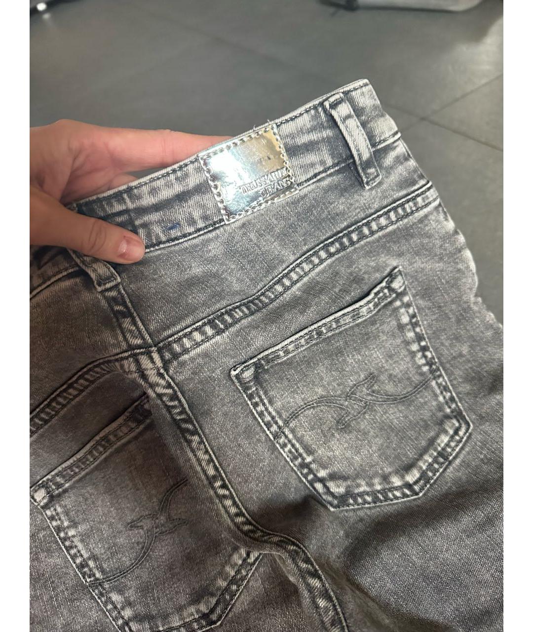 TRUSSARDI JEANS Серые хлопко-эластановые джинсы слим, фото 4