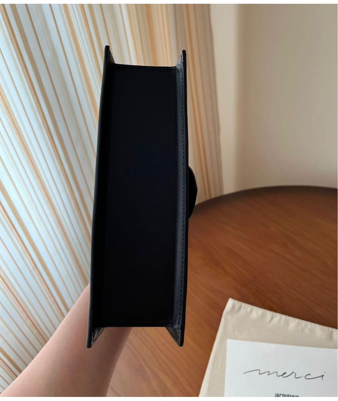 JACQUEMUS Черная кожаная сумка через плечо, фото 5