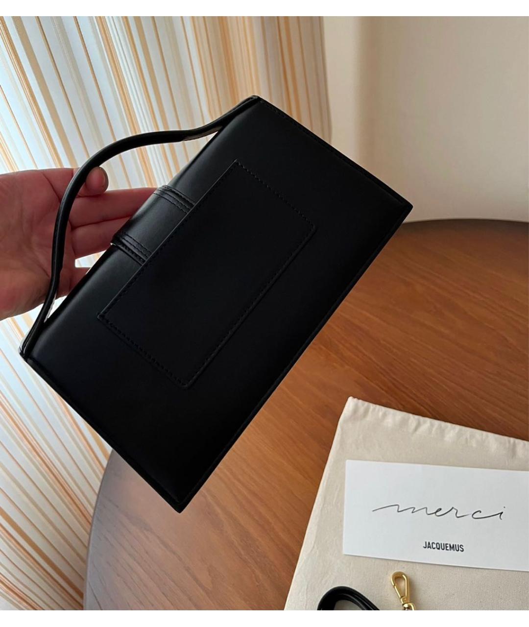 JACQUEMUS Черная кожаная сумка через плечо, фото 7