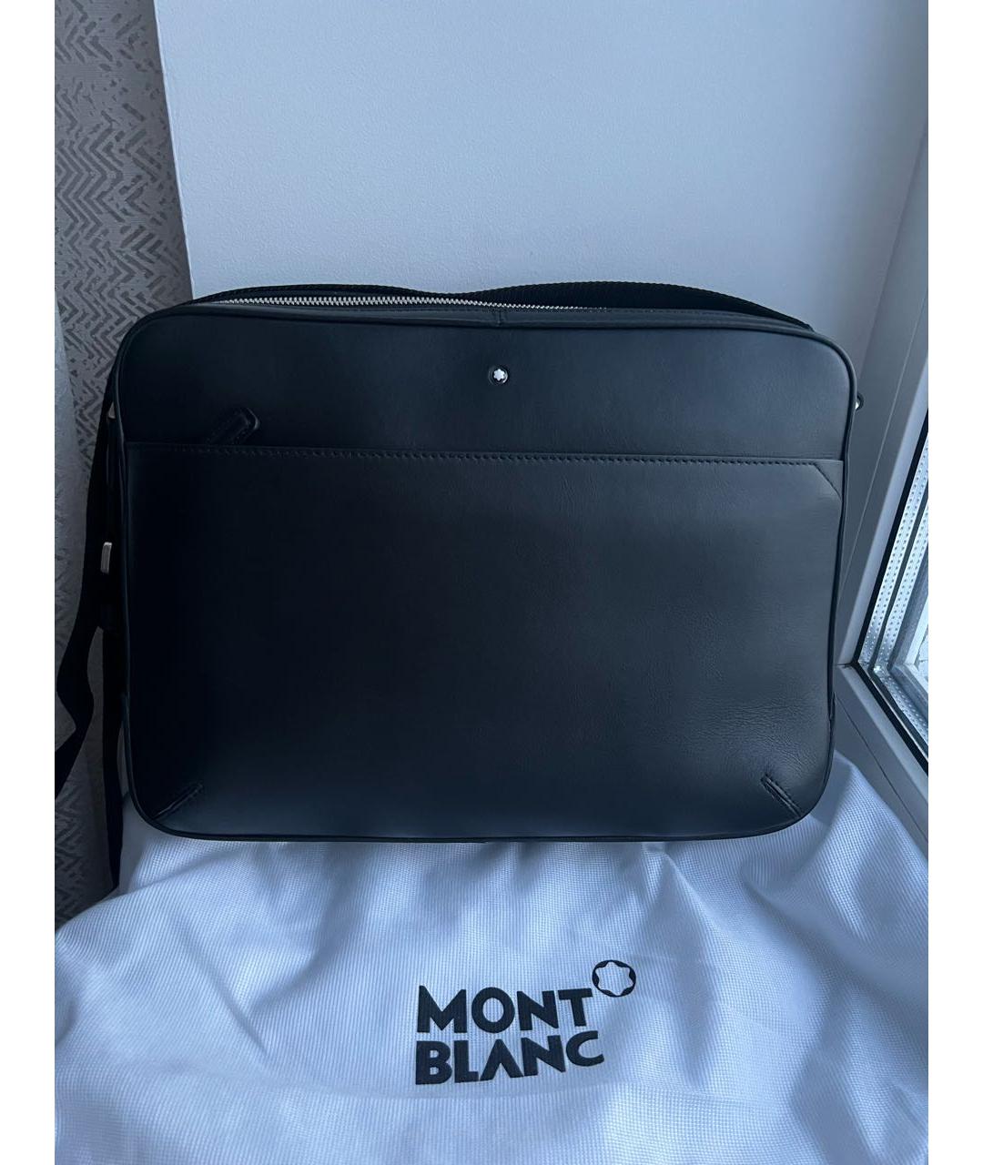 MONTBLANC Черная кожаная сумка на плечо, фото 2
