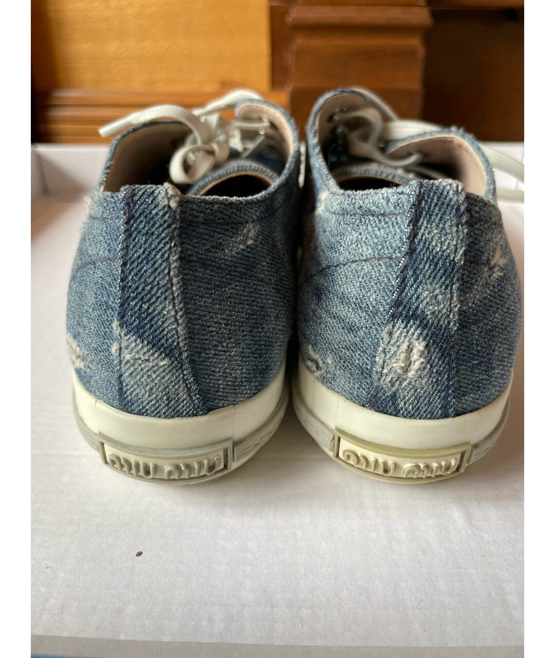 MIU MIU Синие текстильные кроссовки, фото 4