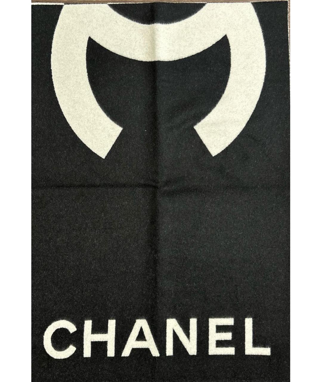 CHANEL Черный кашемировый шарф, фото 4