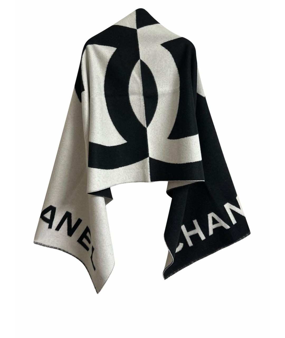 CHANEL Черный кашемировый шарф, фото 1
