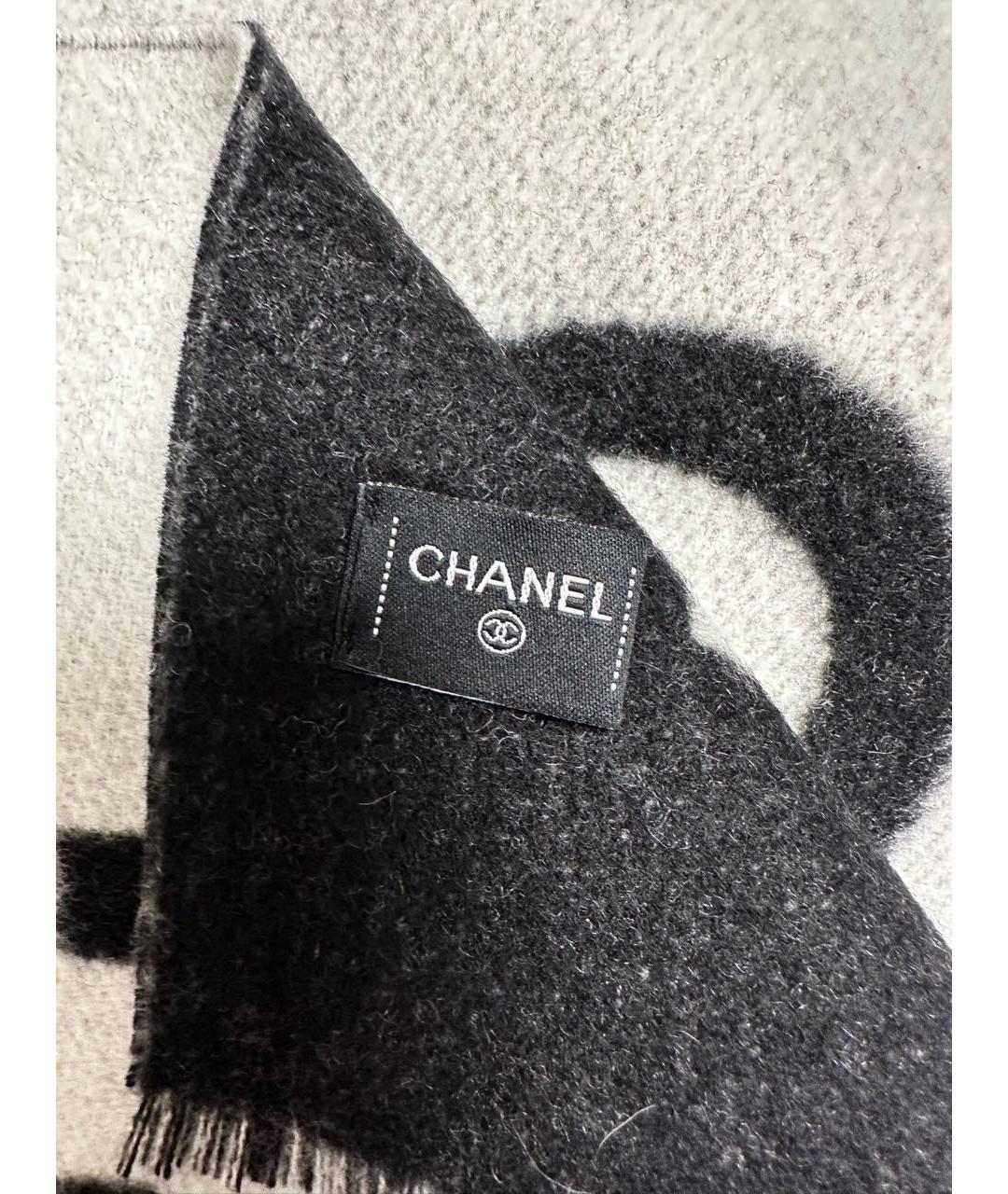CHANEL Черный кашемировый шарф, фото 6