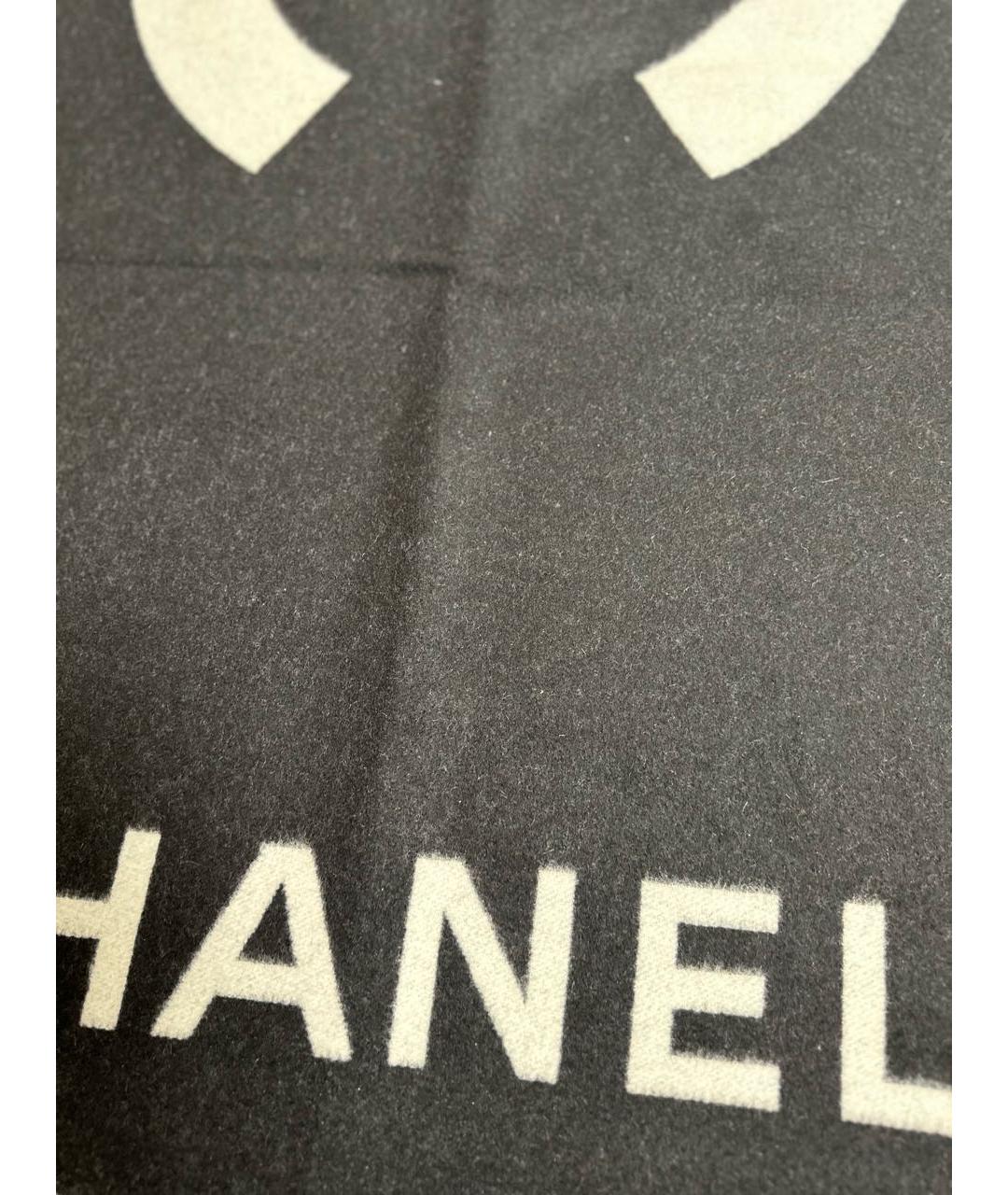 CHANEL Черный кашемировый шарф, фото 5
