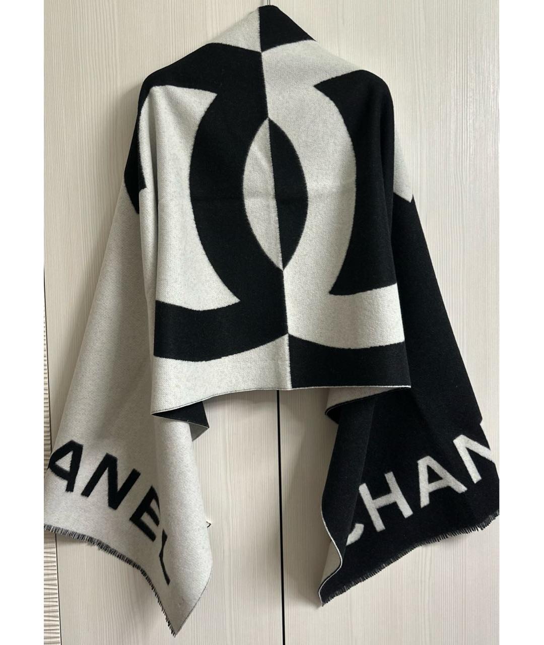 CHANEL Черный кашемировый шарф, фото 9