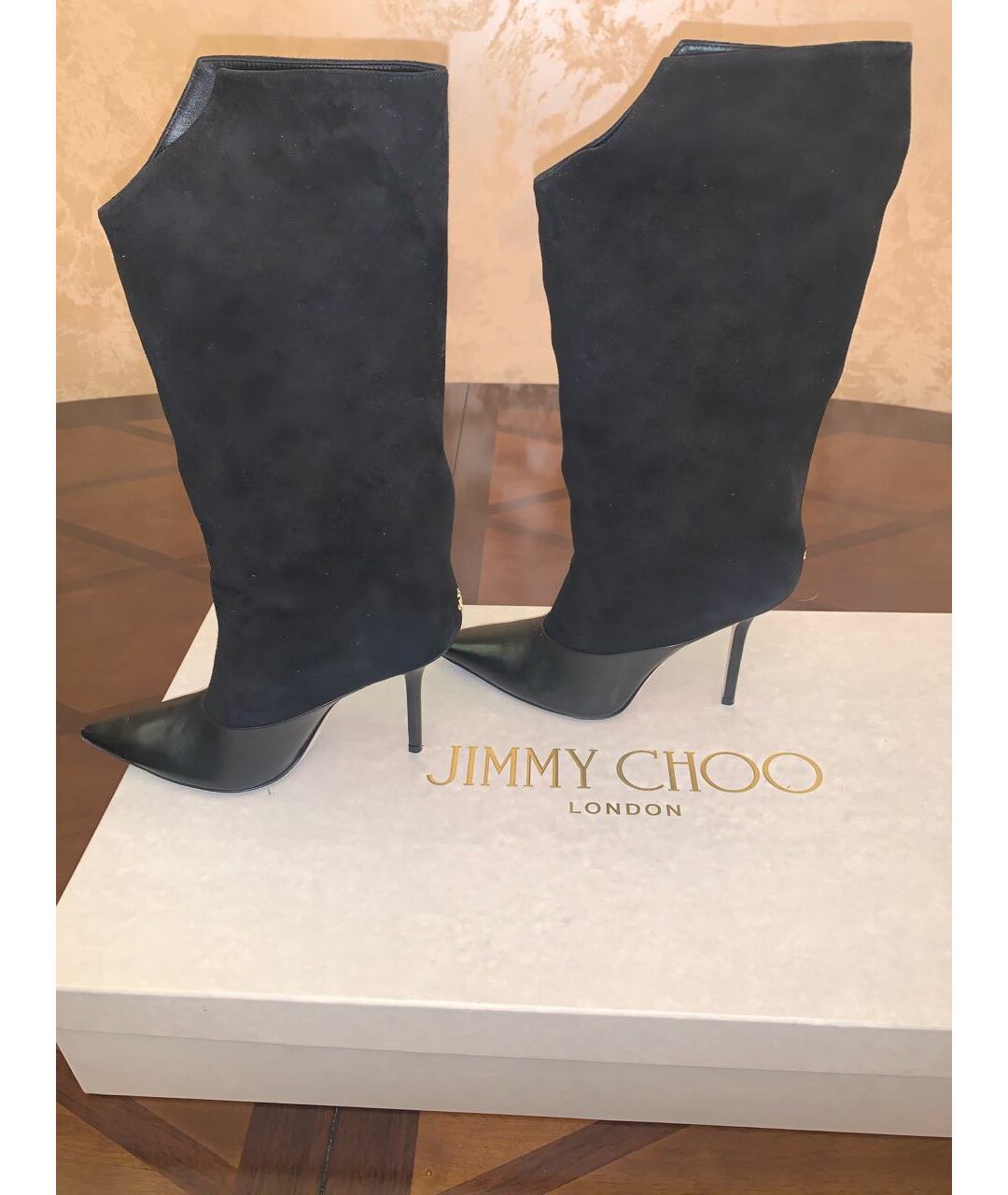 JIMMY CHOO Черные кожаные сапоги, фото 6