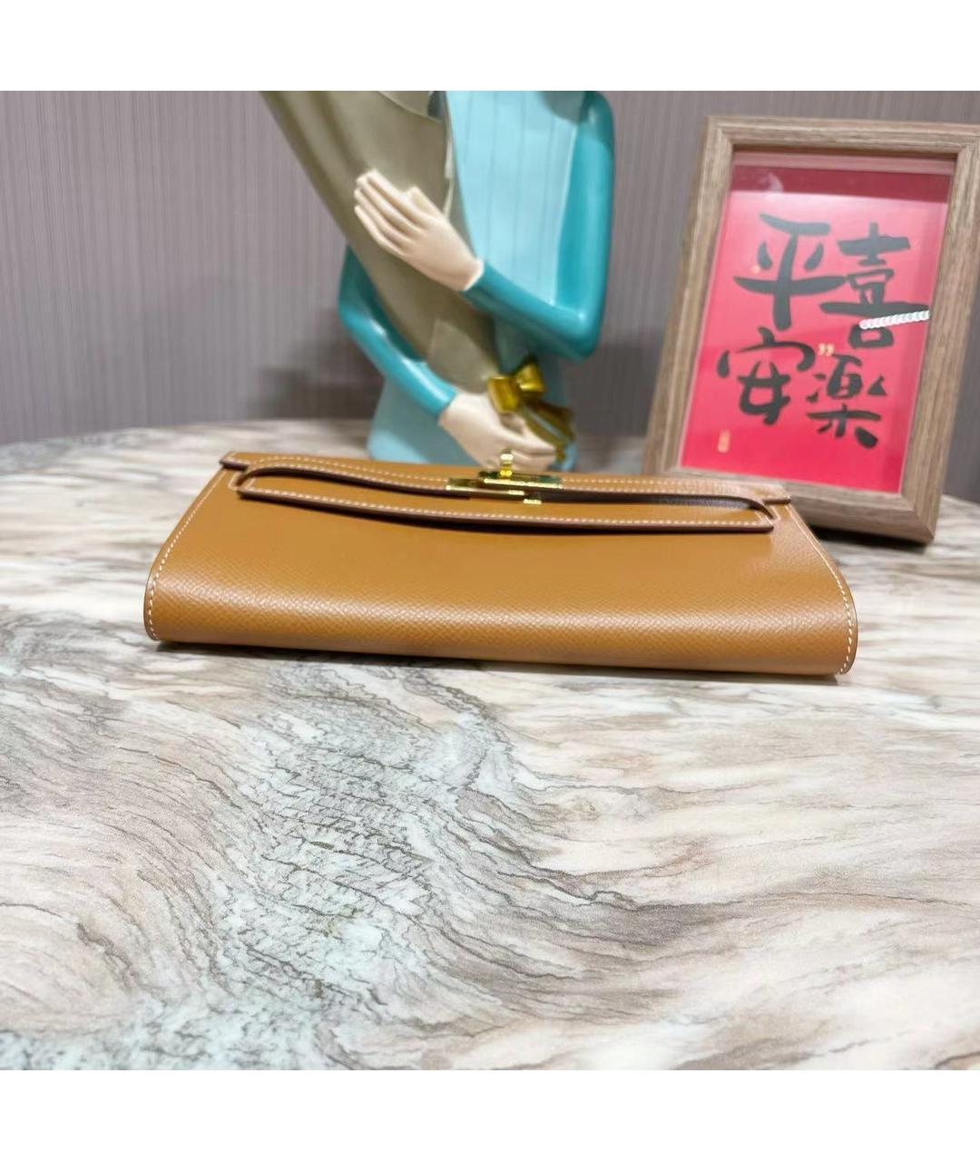 HERMES Горчичная кожаная сумка через плечо, фото 5