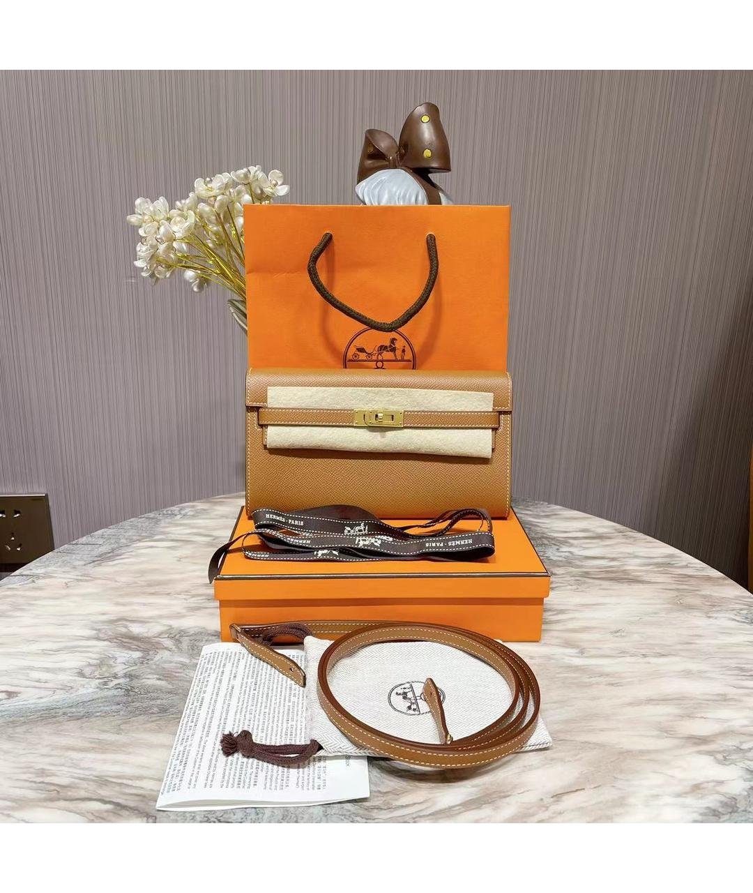 HERMES Горчичная кожаная сумка через плечо, фото 2