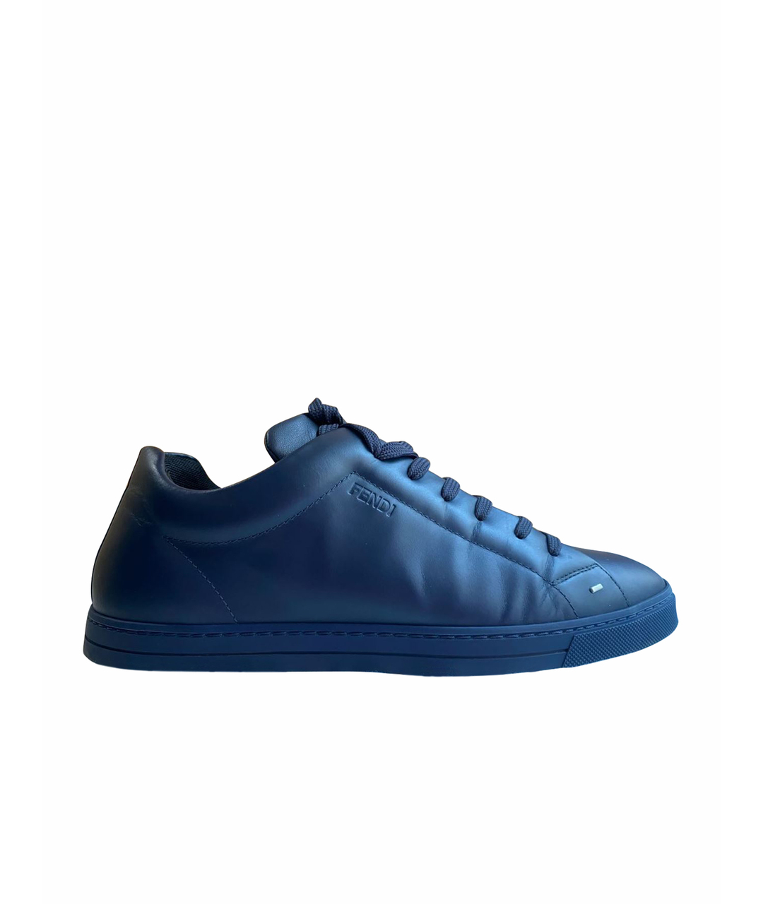 FENDI Синие кожаные низкие кроссовки / кеды, фото 1