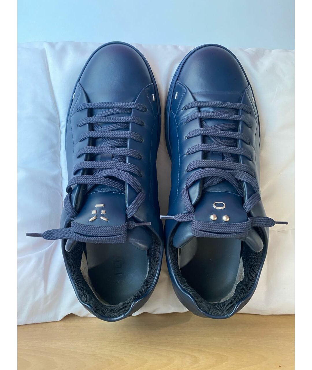 FENDI Синие кожаные низкие кроссовки / кеды, фото 3